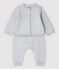 Completo 2 pezzi grigio bebè in tricot di cotone biologico grigio POUSSIERE CHINE