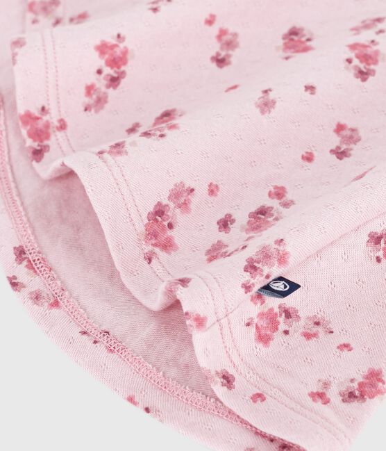Abito a maniche lunghe in cotone con stampa a fiori neonata rosa JOLI/bianco MULTICO