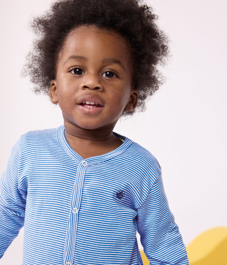 Pigiama in cotone a righe neonato blu/bianco