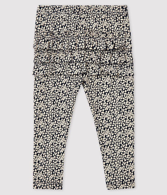 Leggins stampati bebè femmina blu SMOKING/bianco MARSHMALLOW