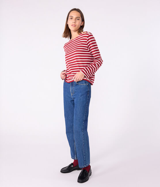 Marinière donna in cotone rosso AMARANTE/ MILK