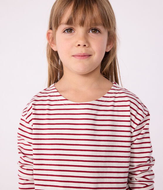 Marinière in cotone bambina rosso MILK/ AMARANTE