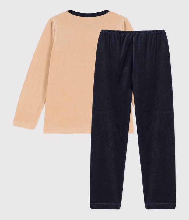 Pigiama bambino in ciniglia beige/multicolore