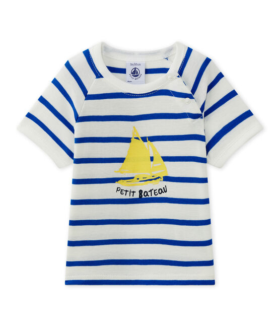 T-shirt bebé bambino a maniche corte bianco MARSHMALLOW/blu PERSE