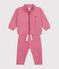 Set per neonato composto da felpa e pantaloni in cotone tinta unita rosa