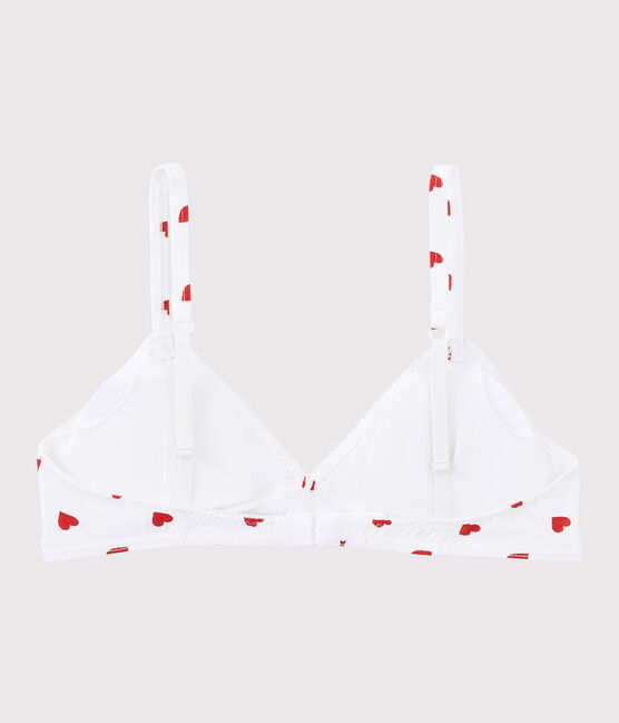 Reggiseno imbottito cuore rosso ragazza in cotone biologico e elastan bianco MARSHMALLOW/rosso PEPS