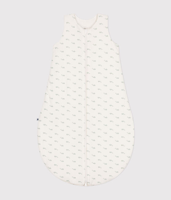Sacco nanna in ciniglia con balena stampata neonato TOG 3 bianco MARSHMALLOW/ HERBIER