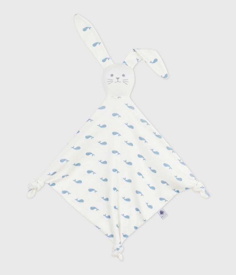 Doudou in cotone con balena stampata neonato bianco/blu