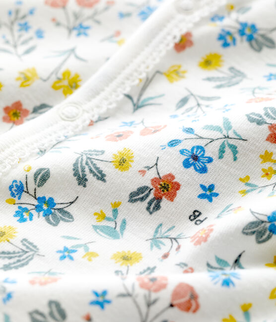 Tutina corta a fiori bebè in cotone bianco MARSHMALLOW/bianco MULTICO