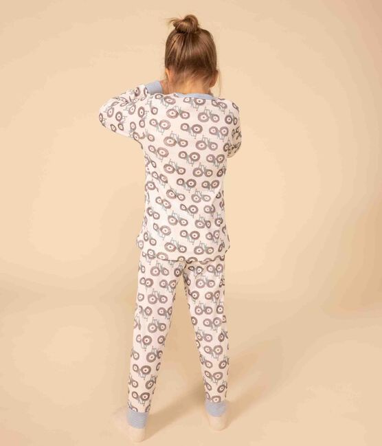 Pigiama trattore bambino unisex in cotone bianco MARSHMALLOW/bianco MULTICO