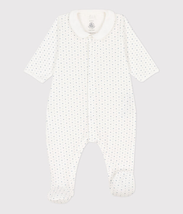Tutina pigiama a stelle in cotone bianco/blu