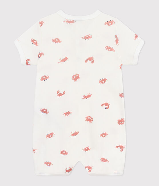 Tutina corta in cotone con granchi neonato bianco MARSHMALLOW/bianco MULTICO