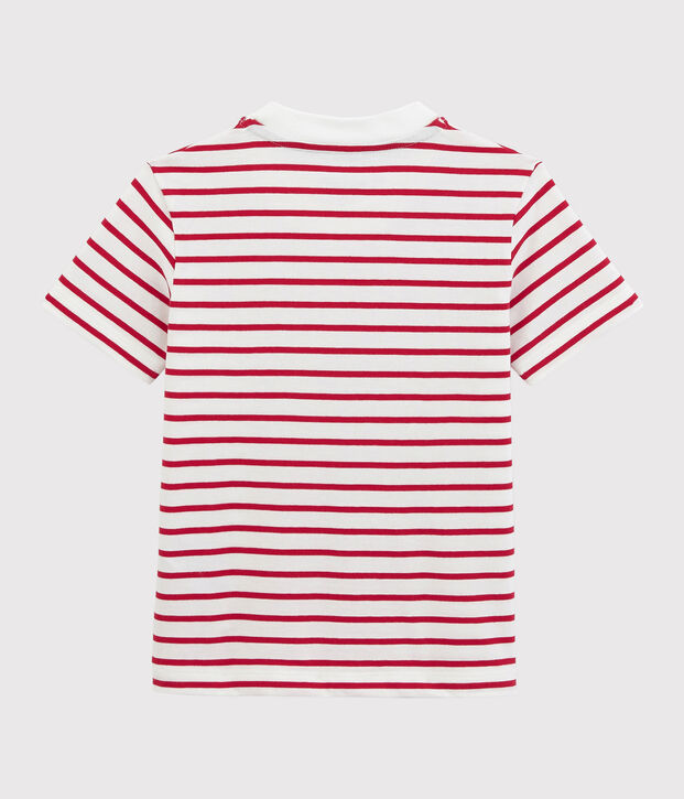 T-shirt maniche corte in jersey bambino bianco/rosso