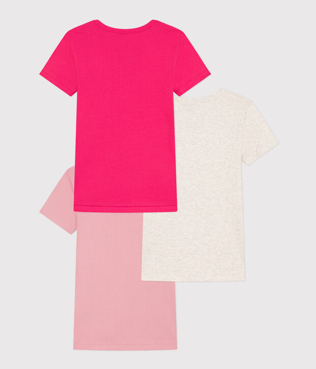 Confezione da 3 t-shirt a maniche corte bambina in cotone multicolore