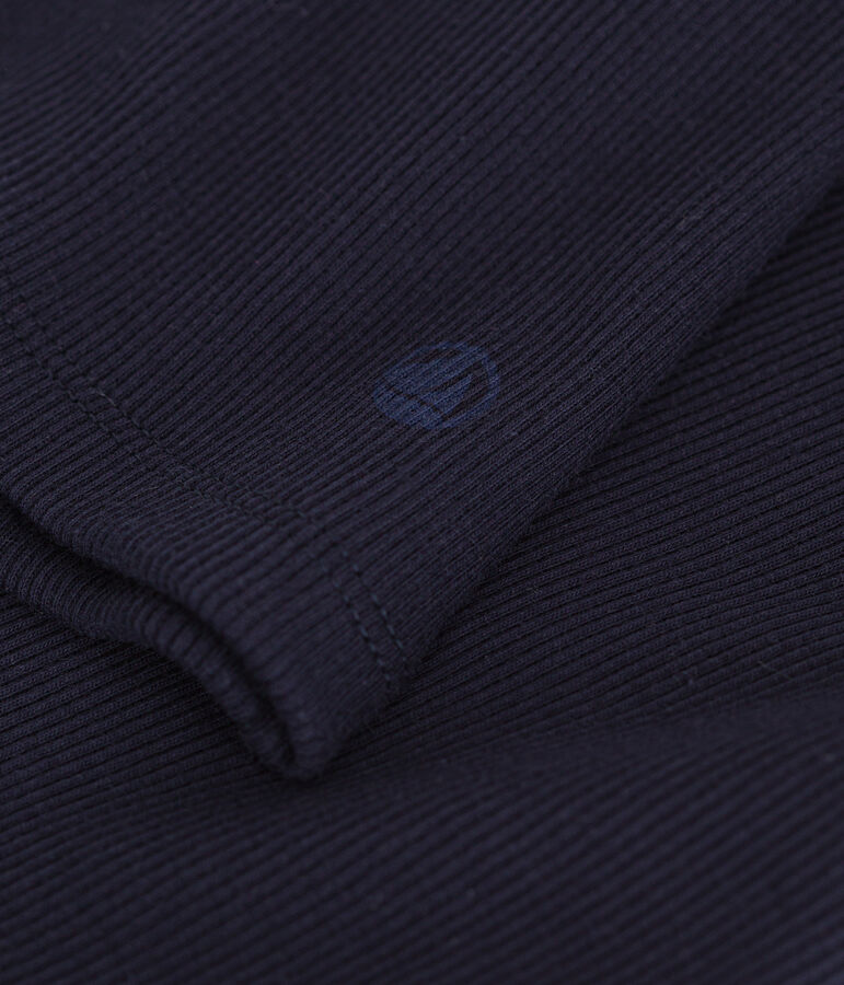 T-shirt L'Iconique donna in costa 2x2 con collo a lupetto blu