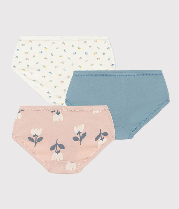 Confezione da 3 slip bambina in cotone con tulipani multicolore