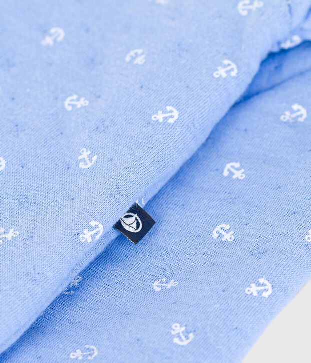 Tutina neonato in cotone con piccole ancore stampate blu/bianco