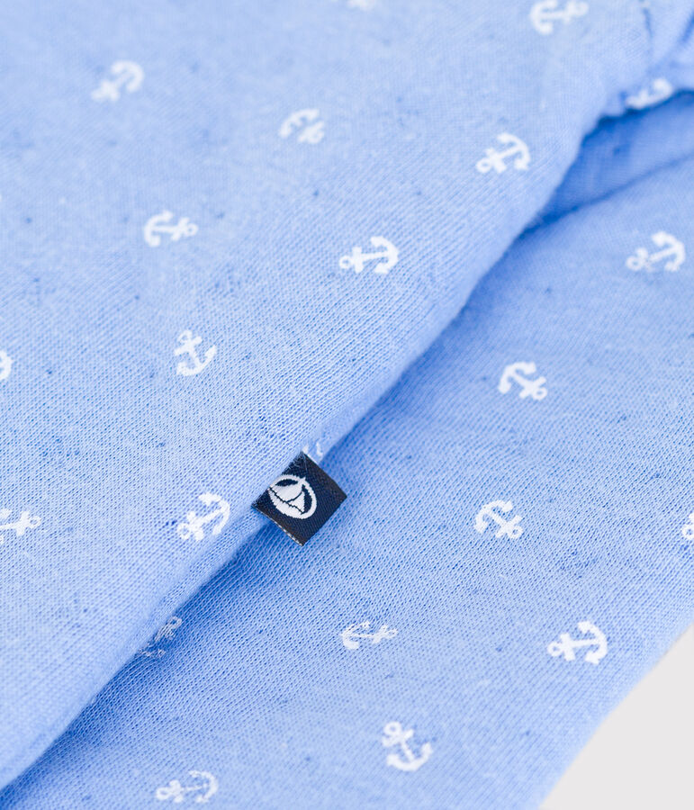 Tutina neonato in cotone con piccole ancore stampate blu/bianco