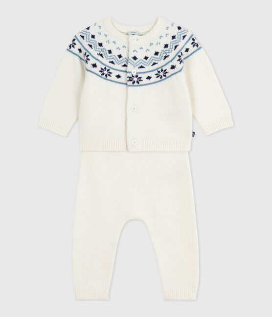 Completo 2 pezzi con cardigan in maglia jacquard neonato blu MARSHMALLOW/ SOIR