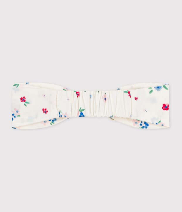 Fascia in popeline con stampa a fiori neonata bianco/multicolore