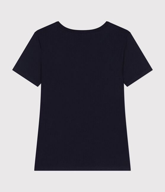 T-shirt Iconica a maniche corte a coste tinta unita donna blu SMOKING