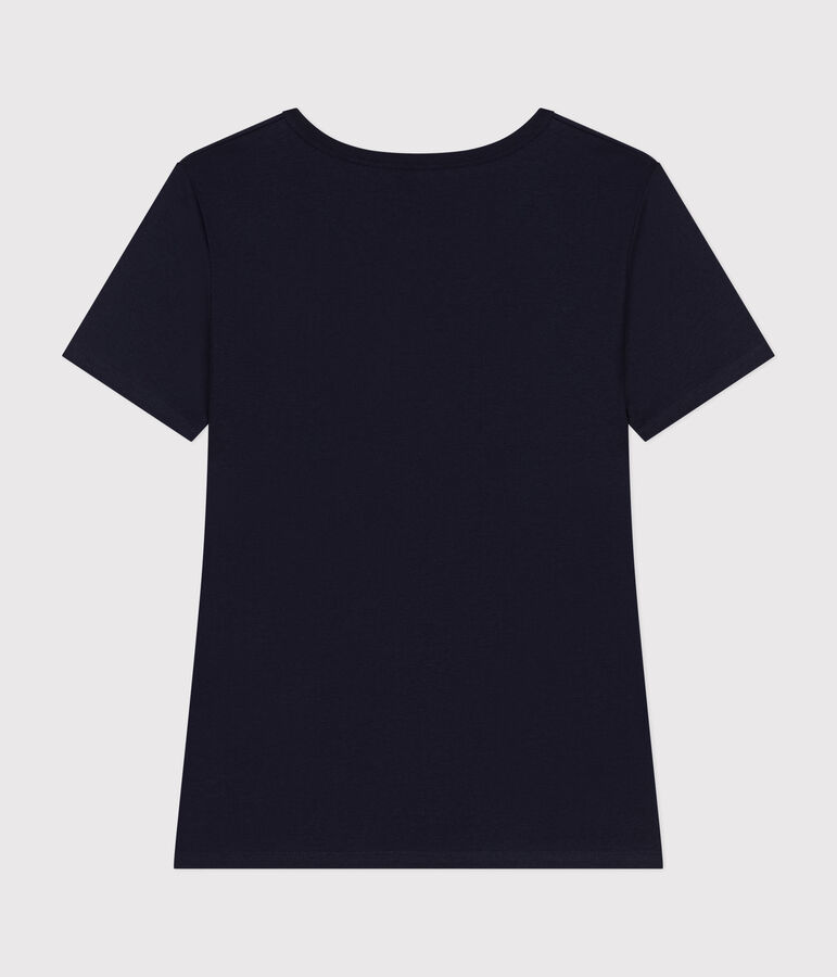 T-shirt Iconica a maniche corte a coste tinta unita donna blu