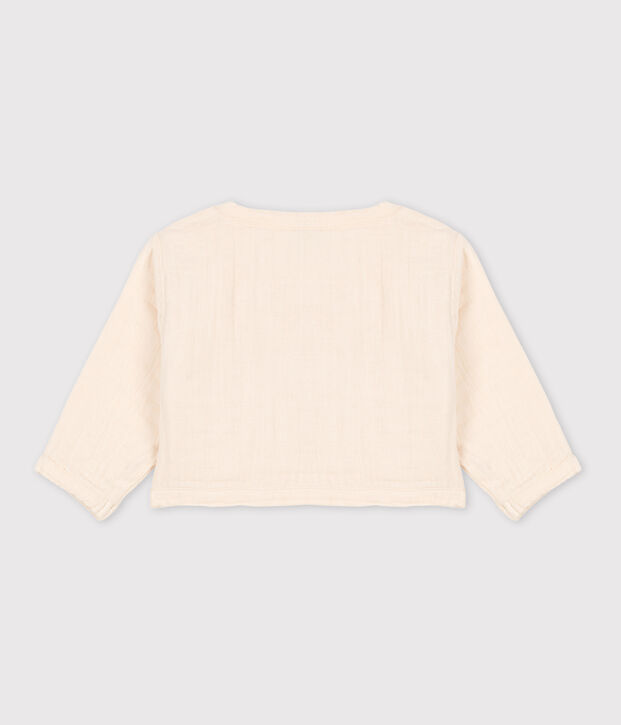 Cardigan in garza di cotone per neonati ecru
