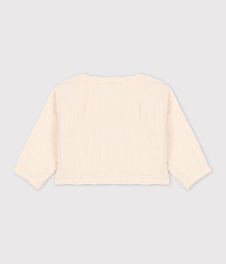 Cardigan in garza di cotone per neonati ecru