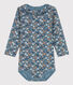 Body in cotone a fiori a manica lunga con colletto 