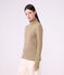 Dolcevita in cotone tinta unita donna beige