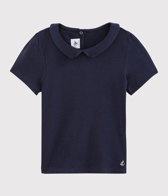T-shirt bambina a maniche corte in cotone blu SMOKING