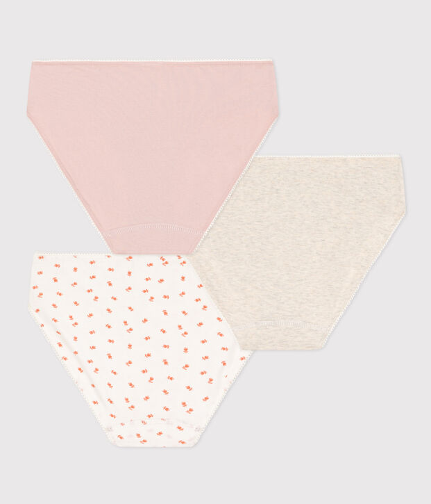 Confezione da 3 slip da ragazza in cotone ed elastam motivo fiore multicolore