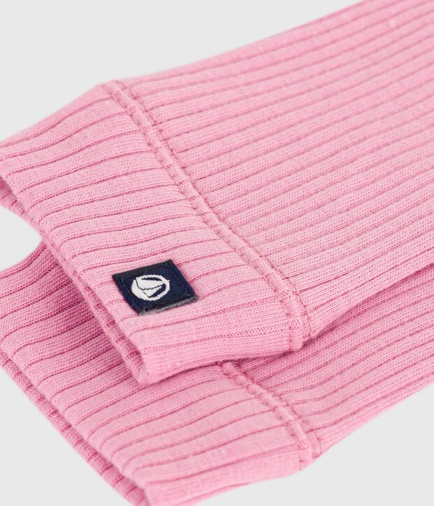 Leggings in cotone tinta unita neonato rosa