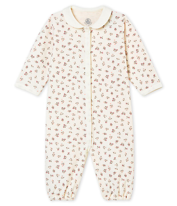 Combisac stampato per beb&eacute; femmina in tubique bianco/multicolore