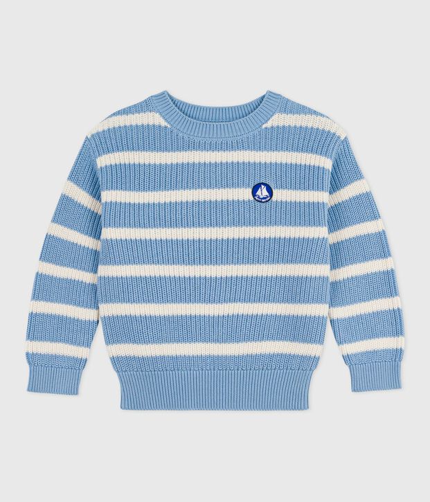 Pullover in maglia bambino blu/ecru