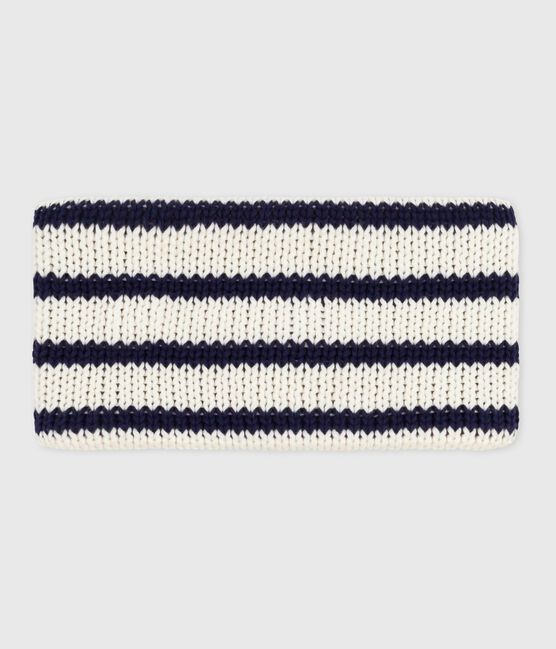 Snood in maglia a righe foderata in pile neonato blu MARSHMALLOW/ SOIR