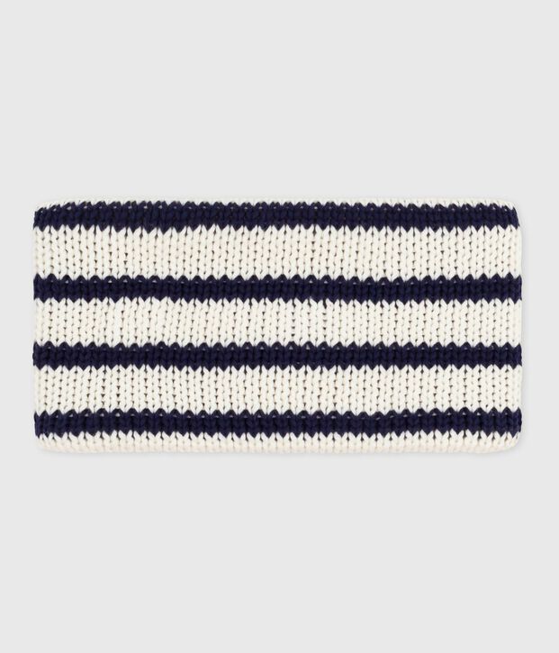 Snood in maglia a righe foderata in pile neonato blu/blu