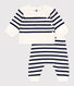 Completo 2 pezzi in maglia a righe marinière neonato