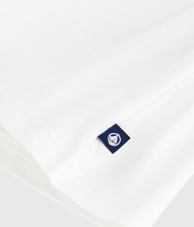 Blusa a maniche lunghe in cotone tinta unita neonato bianco