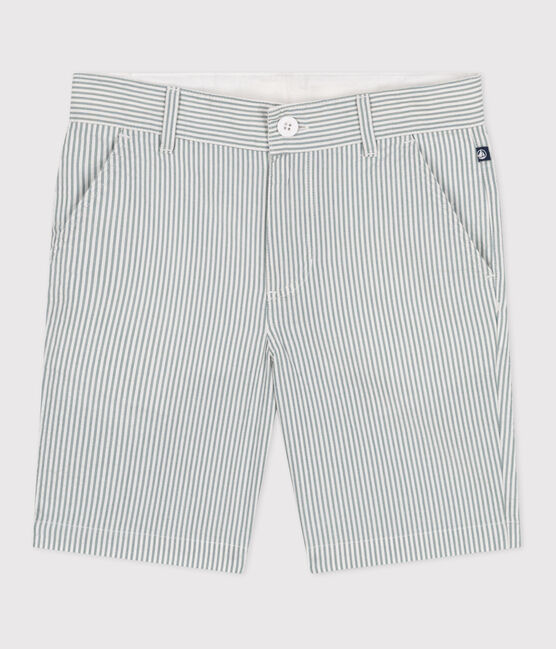 Bermuda in cotone a righe bambino bianco MARSHMALLOW/blu BRUT