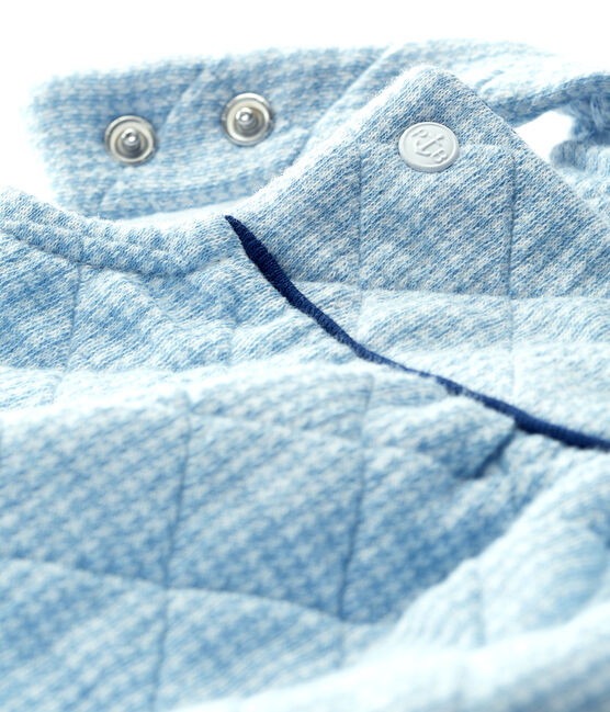 Salopette corta bebè in tubique trapuntato blu ACIER/bianco MARSHMALLOW