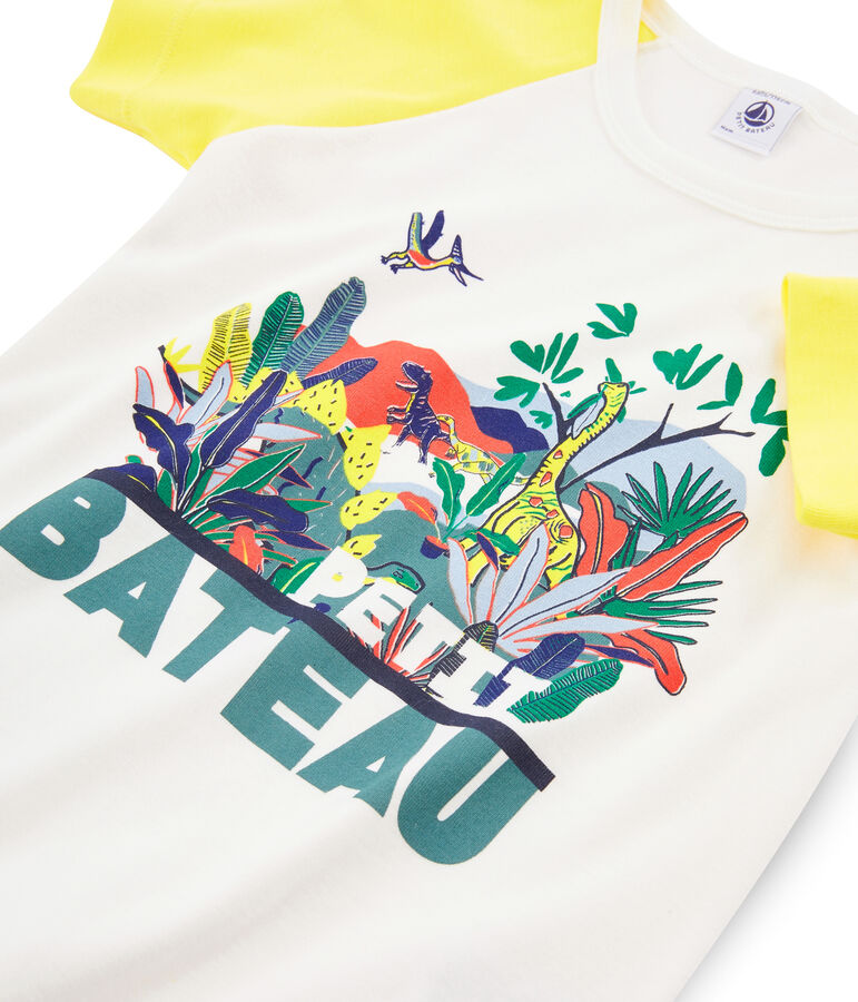 Pigiama corto bambino a costine bianco/multicolore