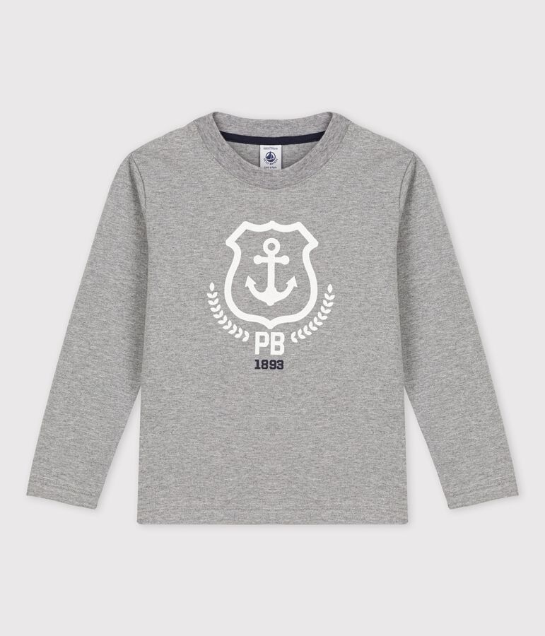 T-shirt bambino a maniche lunghe in cotone grigio