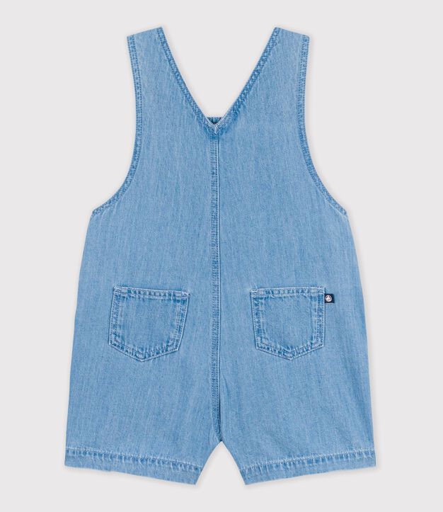 Salopette corta in denim leggero neonato blu