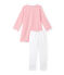 Chemise de nuit fille à rayure marinière et son legging bianco ECUME/rosso CARMEN