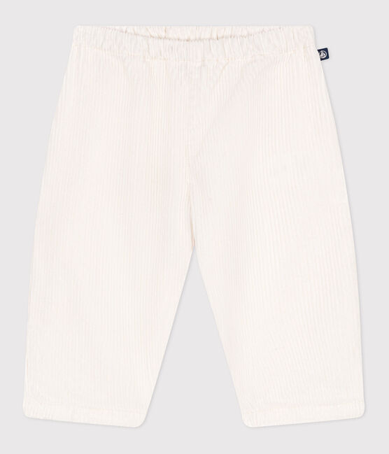 Pantaloni in velluto tinta unita neonato ecru MILK