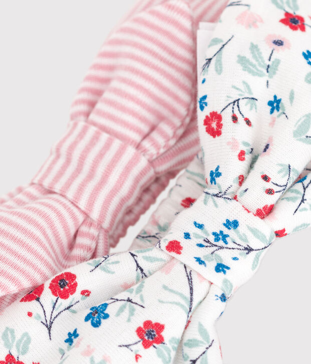 Confezione da 2 fasce in cotone neonata multicolore