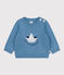 Maglione in misto lana e cotone con barca stampata neonato blu ADRIATIC/ MULTICO