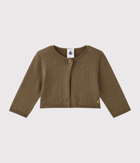 Cardigan bebé bambina in tricot marrone SHITAKE