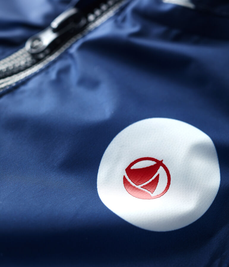 Giacca a vento calda per beb&egrave; in poliestere riciclato blu MEDIEVAL/bianco MARSHMALLOW